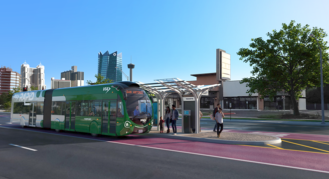 A rendering shows what VIA's Advanced Rapid Transit system may look like once completed. - Courtesy Photo / VIA Metropolitan Transit