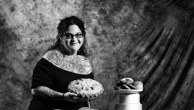 Rooster Crow Baking Co.'s owner Jenn Riesman shows off a pie and other sweets. - Instagram / jojodancerphotos