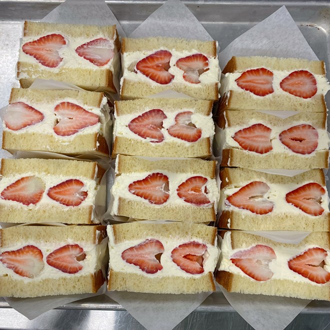 The menu items at Ming's Cafe include this sweet strawberries and cream sandwich. - Courtesy Photo / Ming's