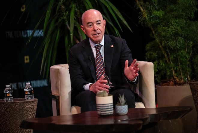 Alejandro Mayorkas, U.S. Secretary of Homeland Security, speaks about border issues with Laura Barrón-López, correspondent for PBS News Hour, at The Texas Tribune Festival in Austin, TX on Sept. 6, 2024. - Texas Tribune / Eli Hartman