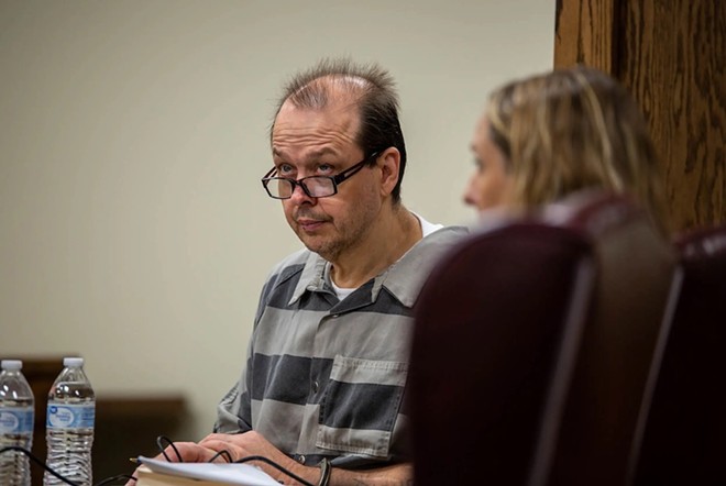 Robert Roberson in court for the review of his 2003 conviction in the death of his two-year-old daughter, Nikki Curtis, in Palestine on August 14, 2018. - Texas Tribune / Shelby Knowles