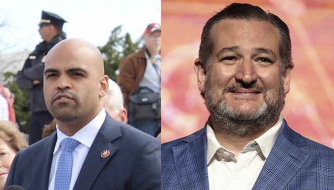 U.S. Rep. Colin Allred (left) is a point ahead of U.S. Sen. Ted Cruz in a new Morning Consult poll. - Wikimedia Commons / Office of Congressman Colin Allred (left) and Gage Skidmore (right)