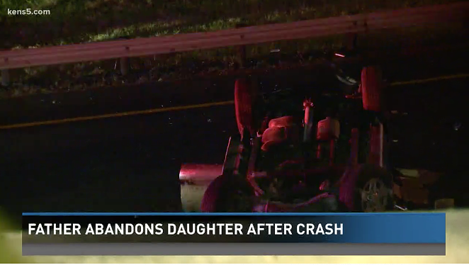 Driver Rolls Vehicle Over Loop 1604 Bridge, Abandons Daughter with Broken Leg in Wreckage