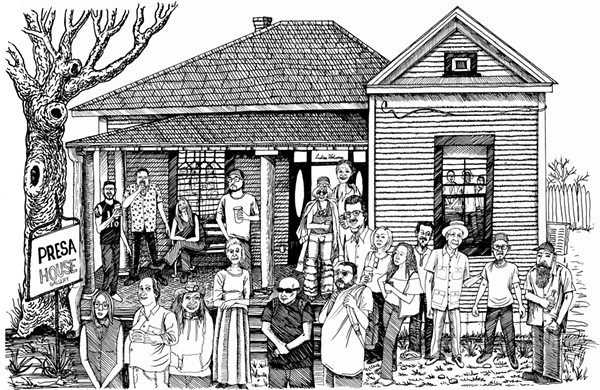 AN ILLUSTRATION OF PRESA HOUSE GALLERY (AND A FEW OF ITS USUAL SUSPECTS) BY ALBERT ALVAREZ