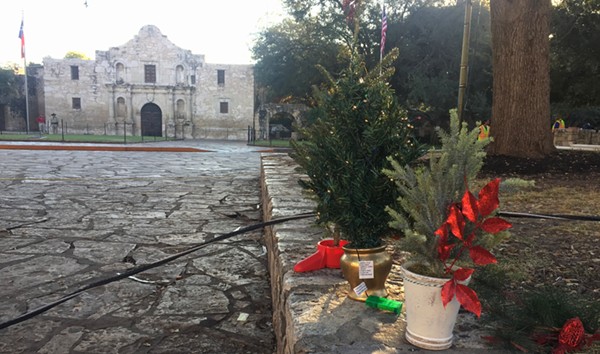 San Antonians Protest Alamo Christmas Tree Relocation with Mini-Tree Display