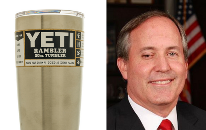 YETI "Rambler", Texas Attorney General Ken Paxton - Shutterstock
