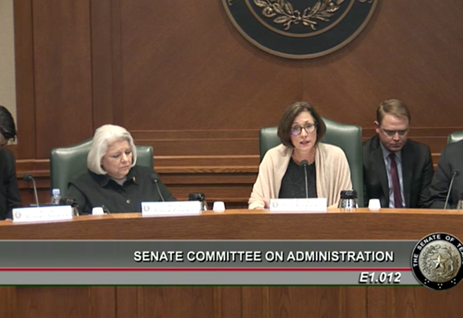 Sen. Zaffirini & Sen. Kolkhurst at Thursday's Senate Committee on Administration hearing. - TEXAS SENATE