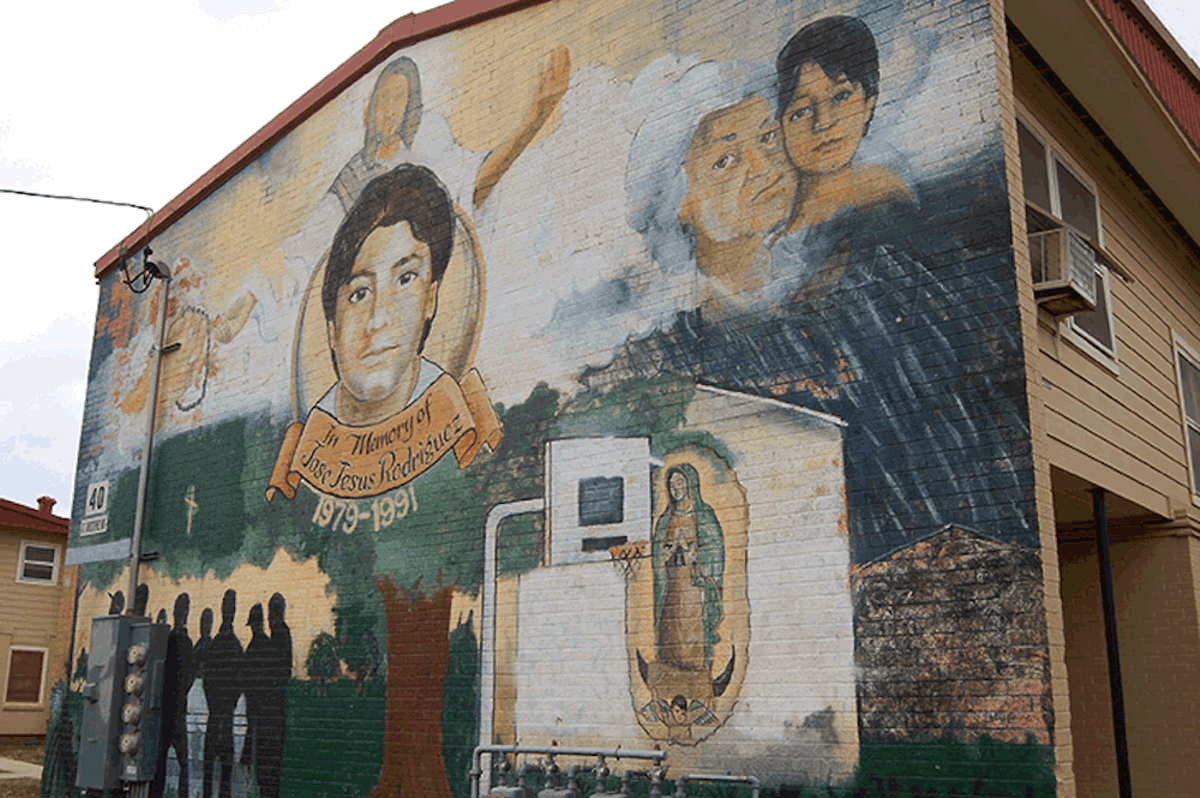 A mural at Cassiano Homes commemorating Jose Jesus Rodriguez’s death.