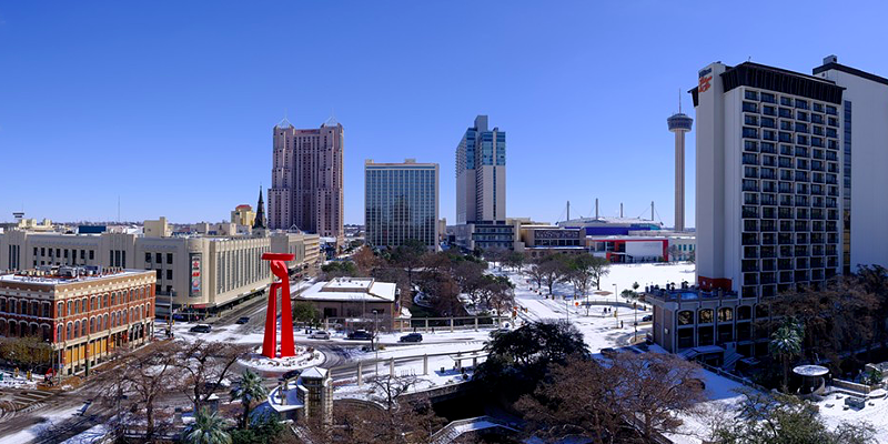 Snow blanketed San Antonio during Winter Storm Uri last February. The current winter weather isn't expected to be as intense.