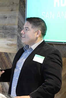 Councilman Manny Pelaez speaks during at event at Hulu's Viewer Experience Operations headquarters.