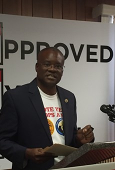 Chris Steele speaks at a press conference held this week to discuss the fire union's three proposed charter amendments.