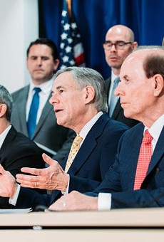 Texas Gov. Greg Abbott appears Monday at a press conference with San Antonio Mayor Ron Nirenberg and Bexar County Judge Nelson Wolff to discuss COVID-19 testing.