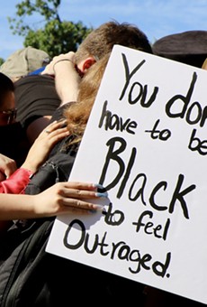 Protesters gather together at a San Antonio Black Lives Matter protest this spring.