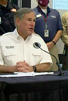 Gov. Greg Abbott speaks at a Wednesday press conference about Hurricane Laura.