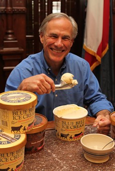 Governor Abbott is glad to have Blue Bell back in his mouth.
