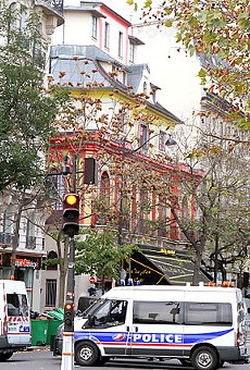 The Bataclan Theatre, a day after a terrorists killed more than 80 people in Paris, France.