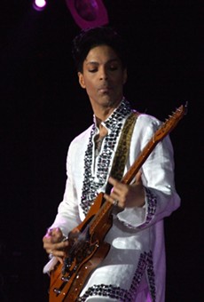 Prince performing at Coachella.