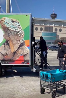 The San Antonio Zoo's catering crew delivered a truckload of boxed lunches to the Alamodome.