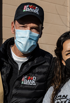 San Antonio Food Bank President and CEO Eric Cooper and actress Eva Longoria.
