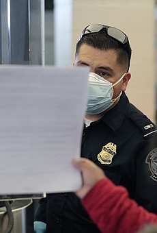 Border Patrol officers process asylum seekers at a Texas station earlier this year.
