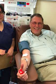 District 9 Councilman John Courage giving blood to victims of Sutherland Springs on Monday, Nov. 7.