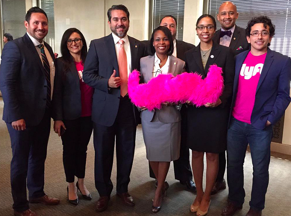 It was all smiles when Lyft and Uber came back to San Antonio. - VIA TWITTER/IVY TAYLOR