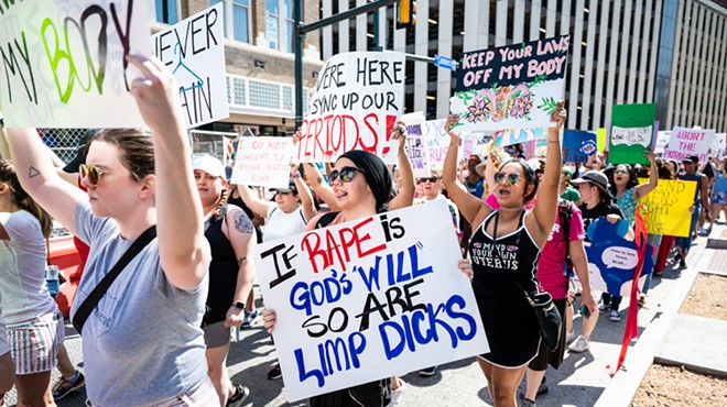 Protesters take to San Antonio streets during a march this spring to protect abortion rights.