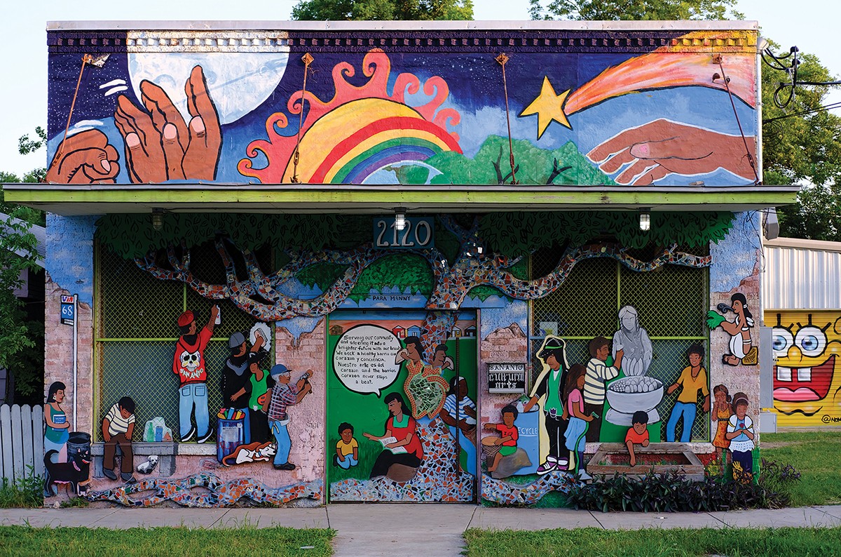 “Barrio Wellness” mural by Angel Hernandez, San Anto Cultural Arts Center.